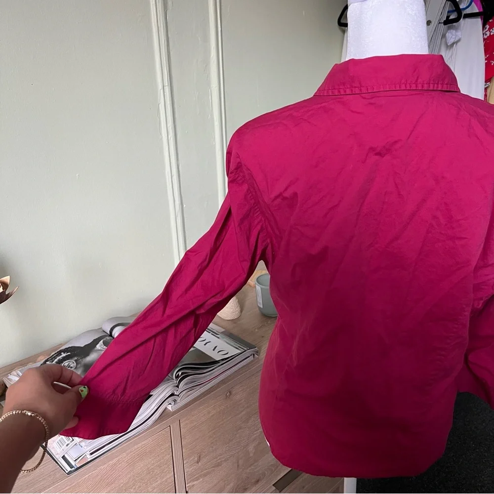 STYLE & CO Maroon Red Pink Petite Stretch Blouse Button Down Cotton Shirt Top 16 - Picture 11 of 15